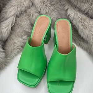 Vibrant Green Open-Toe Mules fits 7.5 or 8